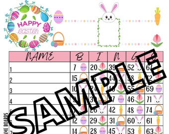 Happy Easter bingo 1-15 line (mixed, straight, blank)
