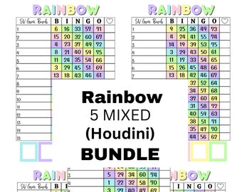 Rainbow bingo bundle (5 mixed boards, Houdini balanced)