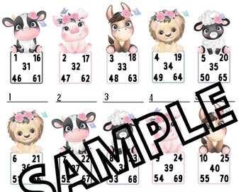 Animals flower bingo (mixed, straight, blank)