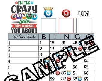 Crazy bingo lady 1-15 line (mixed, straight, blank0