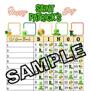 Bingo del feliz día de San Patricio (mixto, simple, en blanco)
