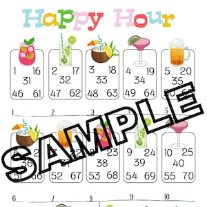 Happy hour picture bingo (mixed, straight, blank)