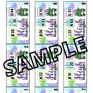 Prises de bingo à maintenance élevée (25 cartes, maître, feuille d'appel)
