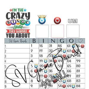 Crazy bingo dame 90 bal 15 lijnen (gemengd, recht, blanco)
