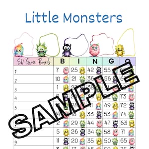 Little monsters bingo 15 line (mixed, straight, blank)