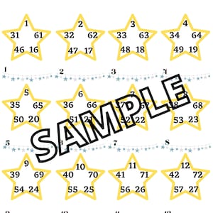 Stars Bingo 1-15 lines (mixed, straight, blank)