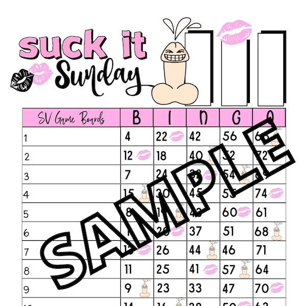 Suck it Sunday bingo (mixed, straight, blank)