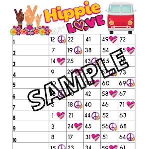 Hippie Love bingo (mixed, straight, blank)