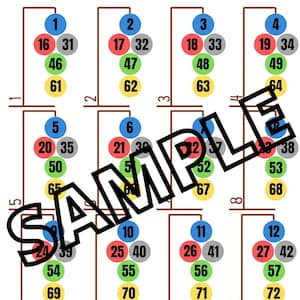 Hangman bingo 1-15 line (mixed, straight, blank)