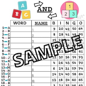 Bingo ABC et 123 (mixte, simple, vierge)