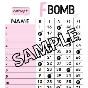 F Bomb bingo (mixte, simple, vierge)