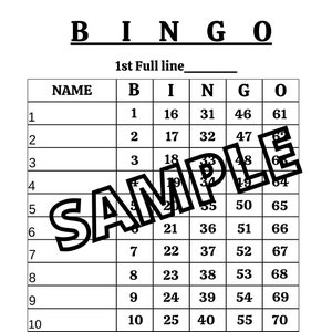May include: A bingo card with numbers 1 to 75 arranged in a 5x5 grid. The card is labelled with the letters B, I, N, G, and O at the top of each column.