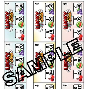 Machines à sous chanceuses 3 numéros (maître, 25 cartes, feuille d'appel)