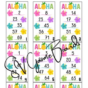 Aloha 5 prises de numéro (carte 25, master, feuille d'appel)