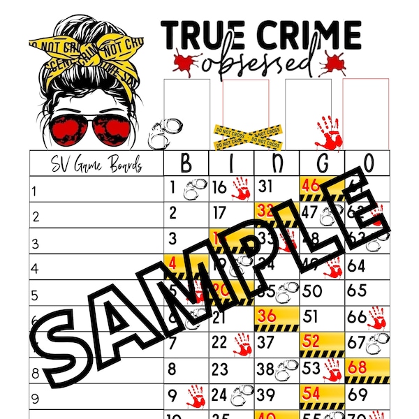 True crime bingo (mixed, straight, blank)