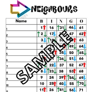 Neighbours arrow bingo (mixed, straight, blank)
