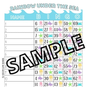 Rainbow under the sea bingo (mixed, straight, blank)