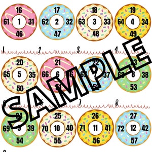 donuts bingo 1-15 line (mixed, straight, blank)
