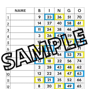 Blue yellow bingo 1-15 line (mixed, straight, blank)
