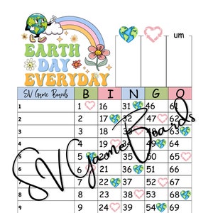 Earth day everyday 75 ball bingo (mixed, straight, blank)