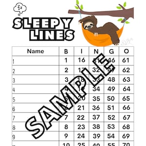 Sleepy lines bingo (mixed, straight, blank) 1-15 line (75 ball)