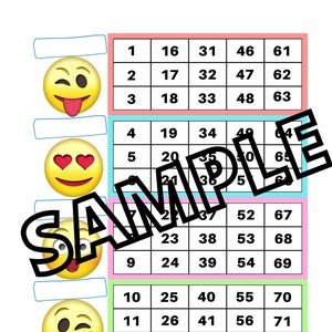 Emoji blocks bingo (mixed, straight, blank)