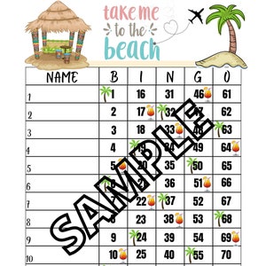 Breng me naar de strandbingo (gemengd, hetero, blanco)