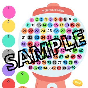 Gumball machine 90 ball 10 line bingo. (mixed, straight, blank)