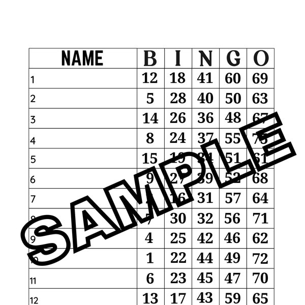 5 mixed bingo boards