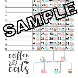 Cats & Coffee bingo (mixed, straight, blank)