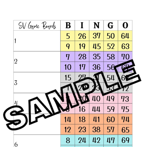 Lot mixte de bingo à 7 blocs (5 exemplaires)