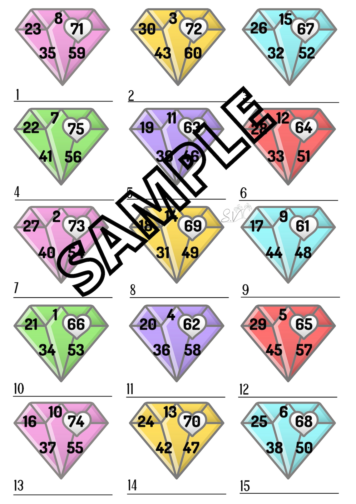 Diamond Bingo mixed Straight Blank Etsy Canada