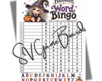 Halloween Word Bingo- 5 letter words (Blank and with words)