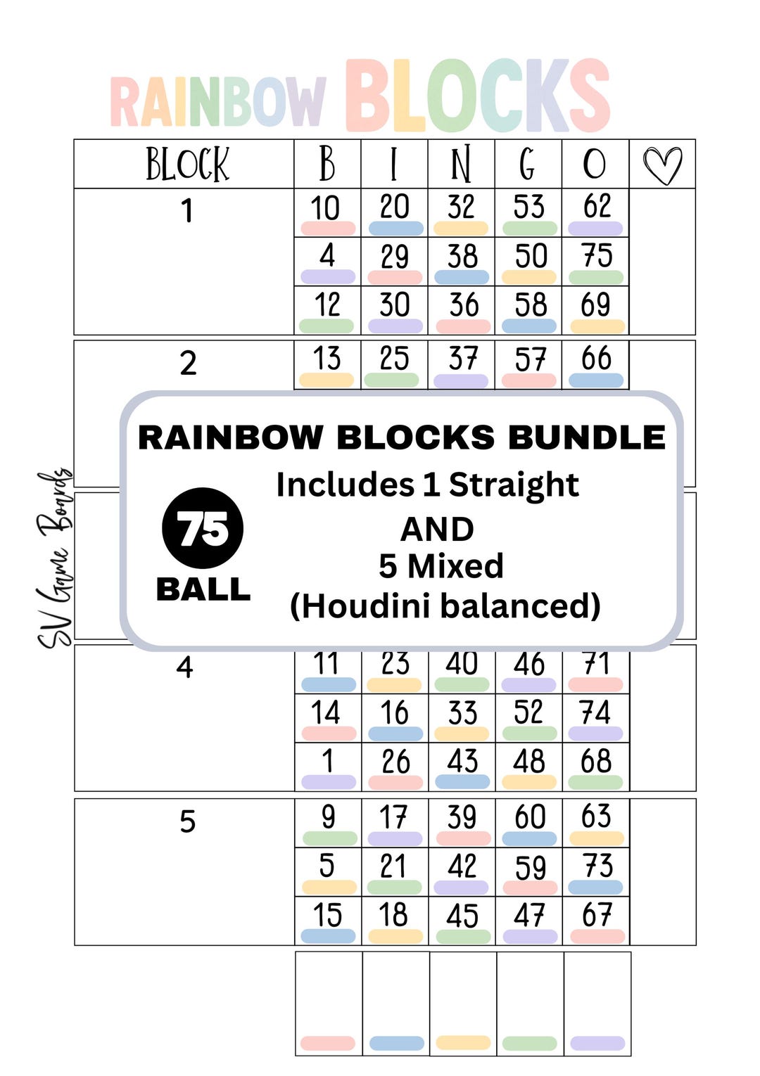 Rainbow Blocks Bundle 75 Ball (5 Mixed and 1 Straight) - Etsy