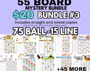 55 Board mystery bundle 75 ball, 15 line (55 mixed and 55 straight)