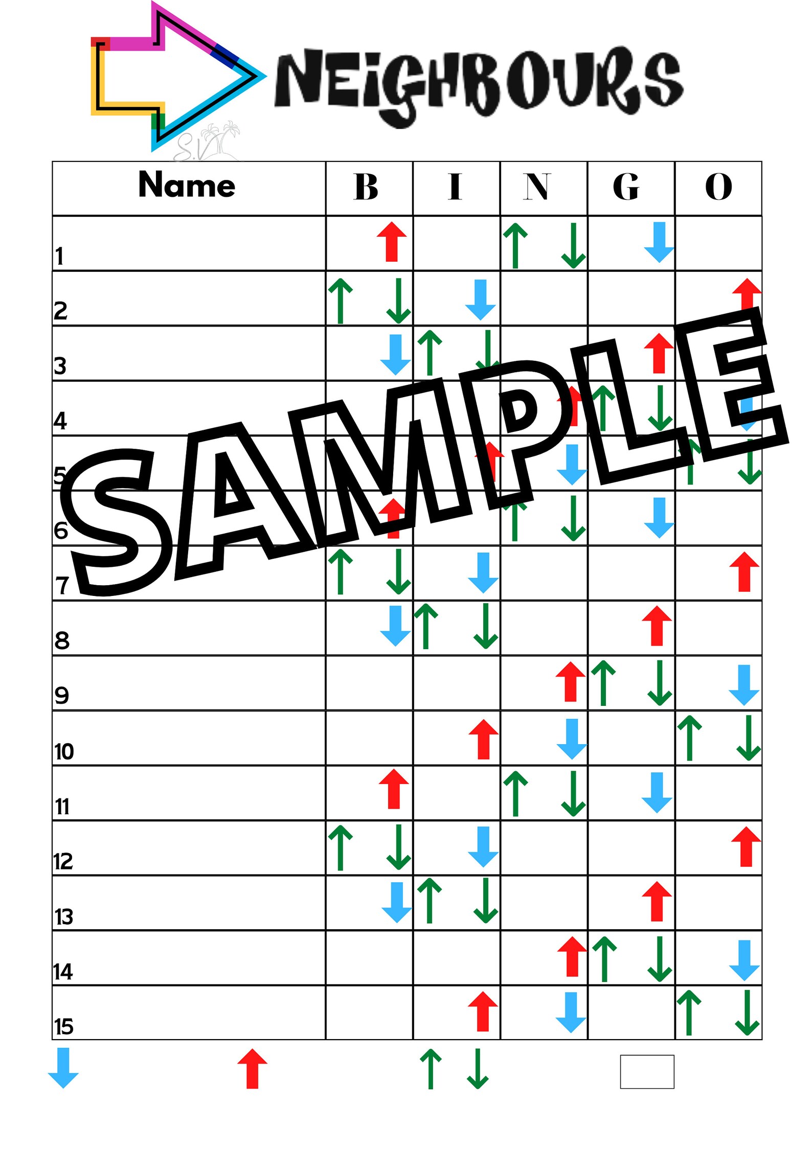 Neighbours Arrow Bingo mixed, Straight, Blank Etsy Canada