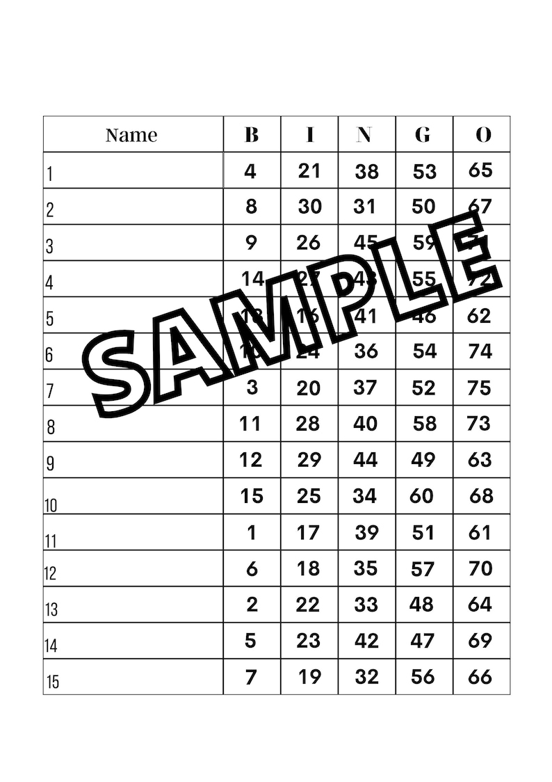 1 15 Line Mixed Bingo Boards 3 Copies Etsy