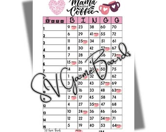 Mama needs Coffee Bingo 1-15 lines (mixed, straight, blank)