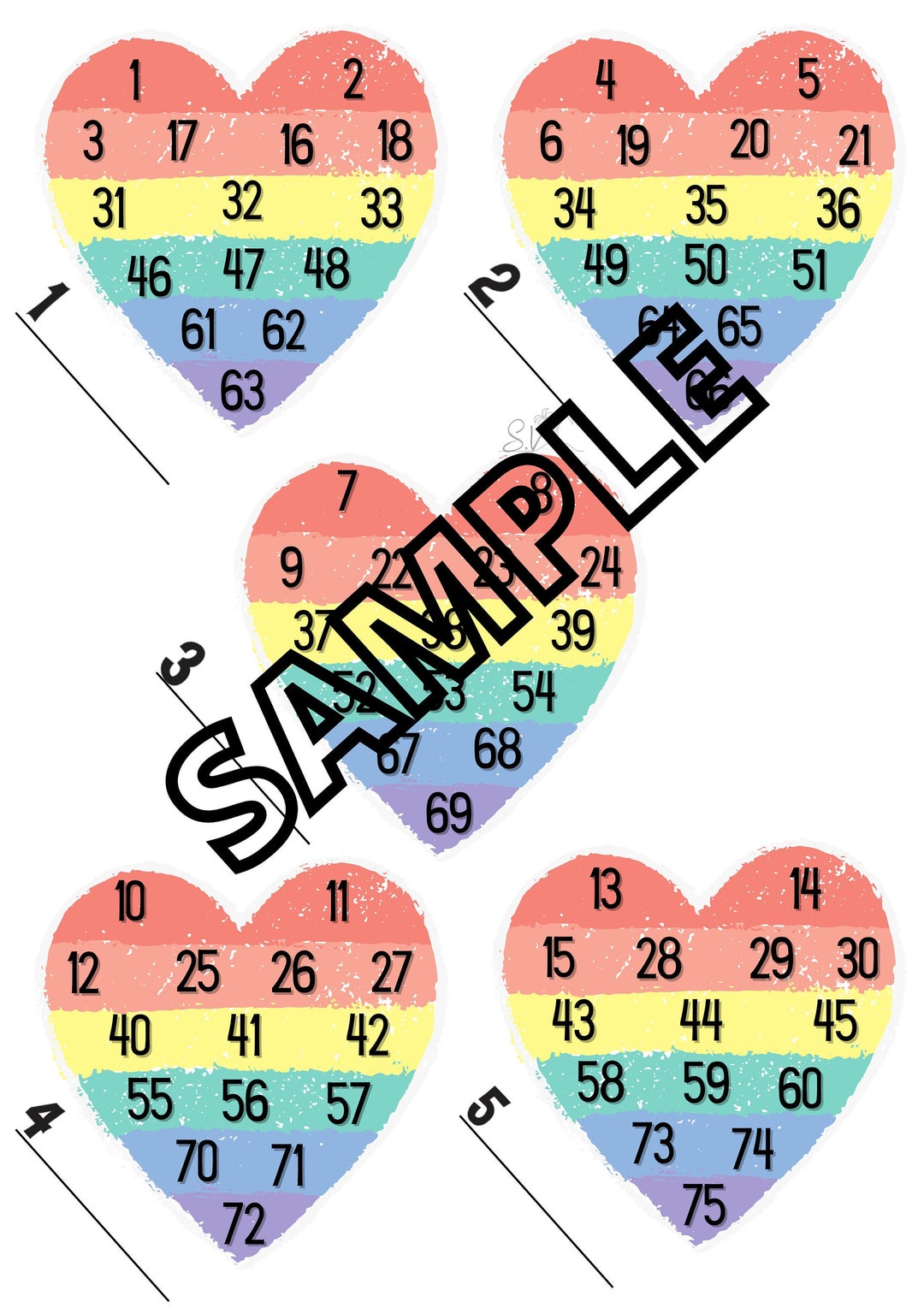 Heart Blocks mixed, Straight, Blank Etsy Canada