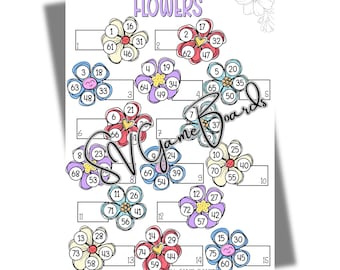 Flowers bingo 75 ball (mixed, straight, blank)