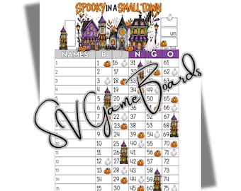 Spooky in a small town 75 ball 15 line bingo (mixed, straight, blank)
