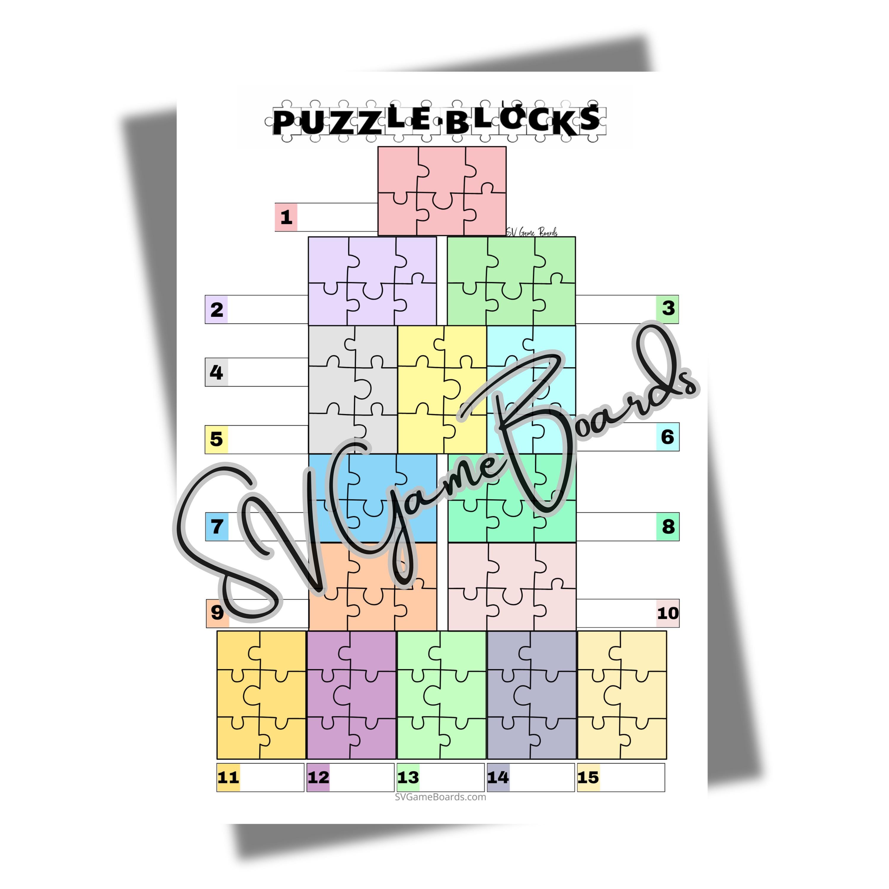 Puzzle Blocks Bingo 90 BALL 15 Line (mixed, Straight, Blank) - Etsy