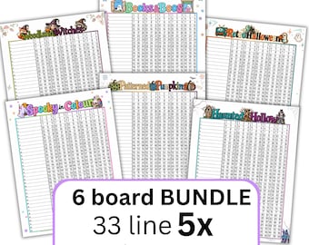 Halloween bundle 33 line 5x, block chase, 6 boards -number generator bingo  1-99