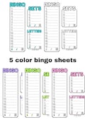 bingo sheets 15 line/number set/letter set (5 colors included)