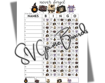 Never Forget Retro Halloween 75 ball 15 line bingo (mixed, straight, blank)