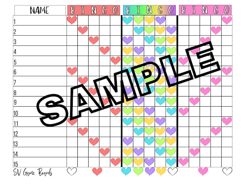 Triple Hearts Bingo (mixed, Blank) - Etsy