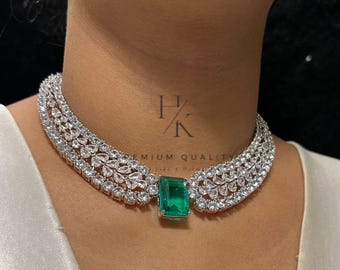 Conjunto de joyas de diamantes americanos: elegante collar y pendientes de diamantes americanos - Ideal para la fiesta nupcial.