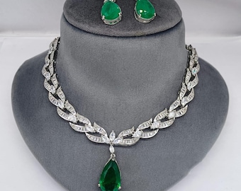 Sparkling American Diamond Bridal Choker Set: CZ Indian Wedding Jewelry