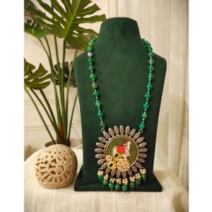 Hand-Painted Kundan Necklace: Indian Laktan Boho Jewelry