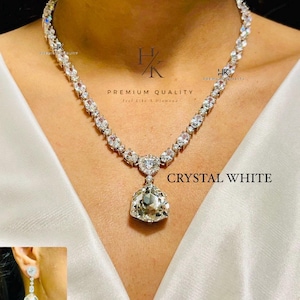 Elegant American Diamond Pendant Necklace & Earrings Set: Indian Jewelry